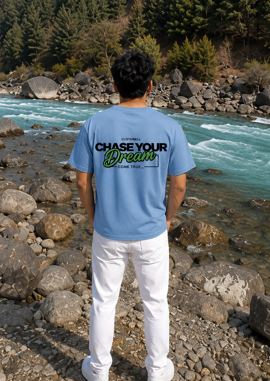 Chase Your Dream Sky Blue Oversized Tshirt