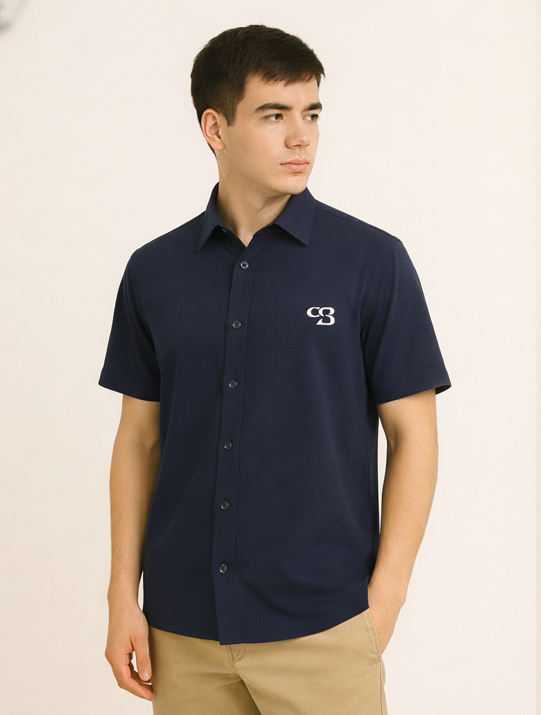 Navy Blue Box Fit Shirt